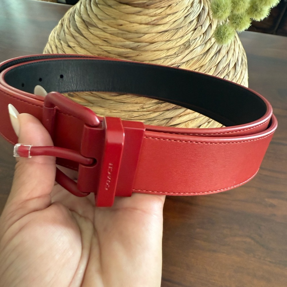 COACH Men's Red Leather Belt